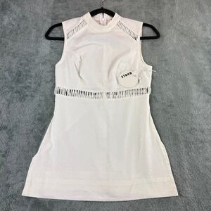 Staud Atlas Top White Cutout Sleeveless Mock Neck‎ Size 2 Linen Blend